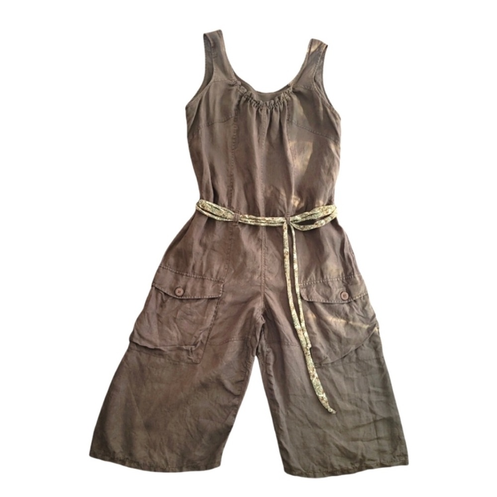 size M - Linen, army Green, safari style jumper with awesome pockets.